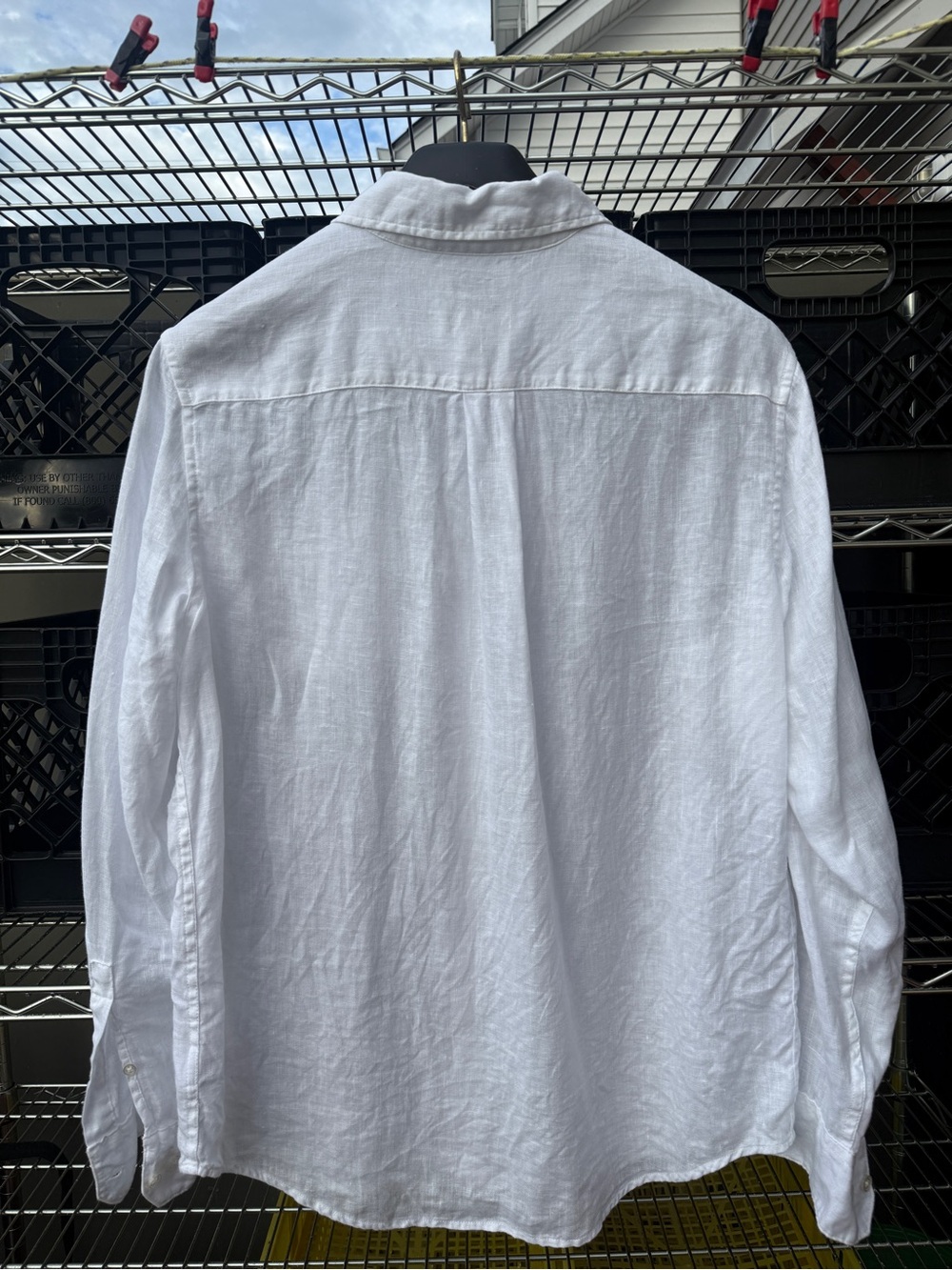 Caribbean Joe White 100% Linen Casual Button-Down Shirt - Picture 3 of 3